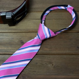 Spring Notion Corbata con cremallera tejida preatada para niño, Rayas azules y rosas (20blpk), X-Large 17" (14 - 16 Años)