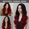 Daiaces Long Red and Black Curly Wig for Women Ombre