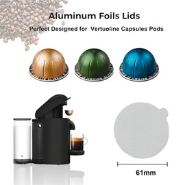 Clinuse Aluminum Foils Lids Seals for Nespresso Vertuo Pods, 100Pcs Reusable Nespresso Capsules Coffee Pods Cover Seals, Compatible with Nespresso Vertuoline Vertuo (61mm, White)