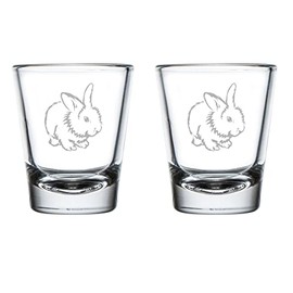 MIP Set of 2 Shot Glasses 1.75oz Shot Glass Cute Bunny