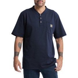 Kecols Loose Fit Thick Work T-Shirts for Men Short Sleeve Pocket Henley Workwear Shirts (Tall & Regular)(Navy,3XL)