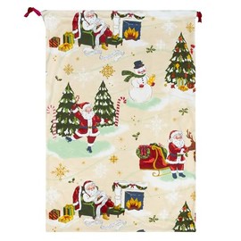 furn. Jolly Santa Printed Velvet Xmas Sack, Multicolour, 74 x 50cm