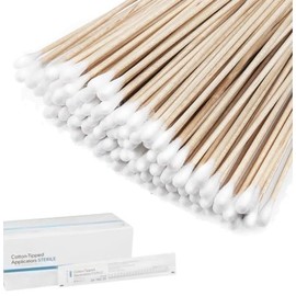 AmeriCan Goods 200/pk 6" Sterile Cotton Tipped Wood Applicators Individually Wrapped Sterile Long Medical Cotton Swabs Care Clean & Dressing