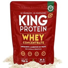 KING PROTEIN | Proteína concentrada de suero sin sabor | 24 g de proteína con BCAA | Para antes y después del entrenamiento | Baja en carbohidratos, sin conservadores, soya ni gluten | 900g, 30 raciones