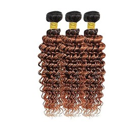 Human Hair Weave Real Hair Extensions Deep Wave Human Hair Bundles Brazilian Human Hair 100 g/PC Tow Tone Hair Bundles Real Hair Extensions 3 Bundles 20 22 24 Inches