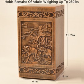 engmvwod Wooden urns Ashes Human Cremation Adult Wood urn Male dad Burial Large Female Men Adults Box (Elephant 250lbs)