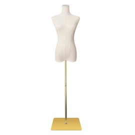 SHAREWIN Female Mannequin Torso Women Dress Forms for Sewing Manicanequin Body High Stability Gold Metal Stand for Clothing Dress Jewelry Display Adjustable Height 50”-70” Thin Body