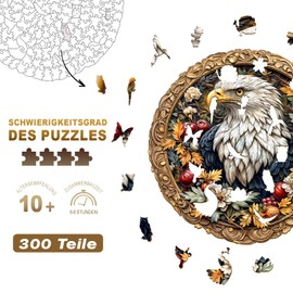 Individz Wooden Puzzle for Adults Children, Unique Animal-shaped Backeagle Wooden Puzzle, Creative Birthday Gift for Adults (L-34 x 34 cm, 300 Pieces)