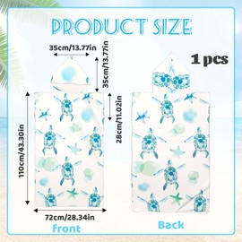 dellyy Microfibre Bathrobe, Hooded Towel 75 x 110 cm, Changing Aid, Bath Poncho Adults, Lightweight Bathrobe, Adults, Multifunctional Bath Towel, Surf Ponchos, Beach Ponchos, Women (Turtle)