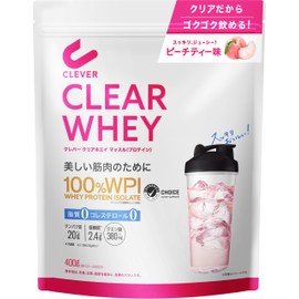 Clever Clear Whey Protein [WPI 100%] Muscle Peach Tea Flavor 400g [Zero Fat, Zero Cholesterol]