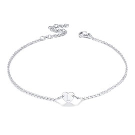 FaithHeart Ladies’ Summer Anklet - Choice of 26 Letters - Stainless Steel, Silver/Gold-Plated Girls’ Friendship Anklet - 22 cm + 5 cm Name Chain, Stainless Steel, l