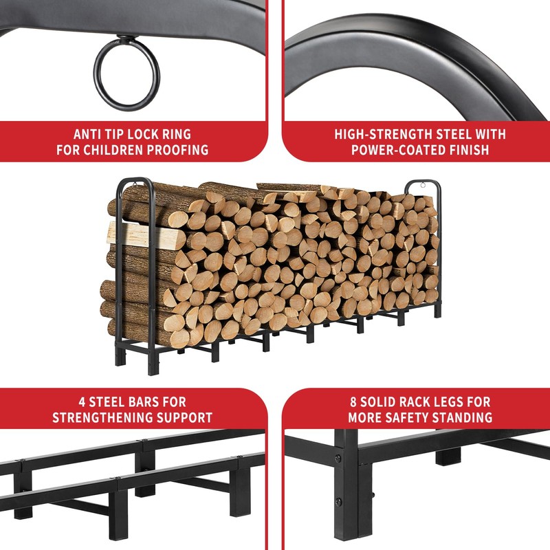 Kendane 8FT Firewood Rack Outdoor, Heavy Duty Adjustable Firewood log