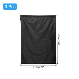 sourcing map 3pcs Laundry Bag With Drawstring Closure 28" x 40" Extra Large Heavy Duty Clothes Bag for College Dorm Camp Travel Trip Storage, Black