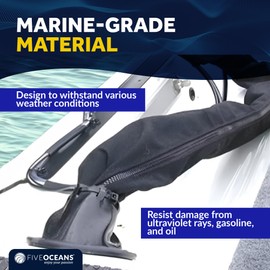 Five Oceans Cable Boot - Boat Transom and Motor Well Rigging Boot Flexible Opening with Cable Tie, 2-inch Diameter Boot - Universal Fit, Black - FO4797