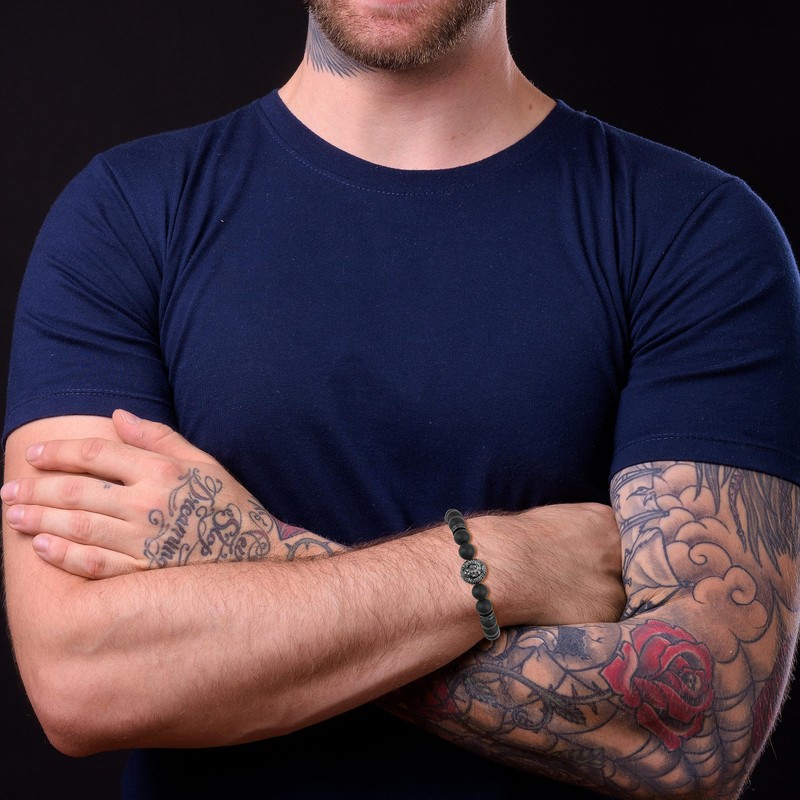 COAI Leopard Black Obsidian Stone Bracelet