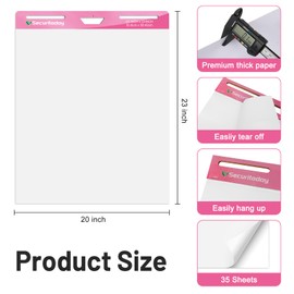 Securitoday Sticky Easel Pad - 20 x 23 Inches Flip Chart Paper for Teachers, Super Sticking Power & Bleed-Resistant - Self-Stick Easel Paper for Office, School, Classroom Supplies, 35 Sheets/Pad, 3 Pads/Pack