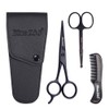 BlueZOO Beard Mustache Scissors and Comb Kit with PU Storage