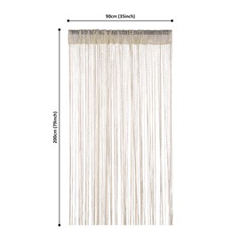 Personalize Pro 200cm x 90cm - Beige - Glitter String Curtains | Fly Screen Room Divider Fringe Panel Spaghetti Tassel Curtain For Doorway, Windows, Doors, Home Décor, Event Decoration