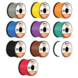 Iron Forge Cable 1000 ft 18 Gauge Primary Automotive Wire Assortment Pack - 10 Roll Bulk - 18 AWG Auto Wires - 100 Ft Copper Clad Aluminum Cable per Roll