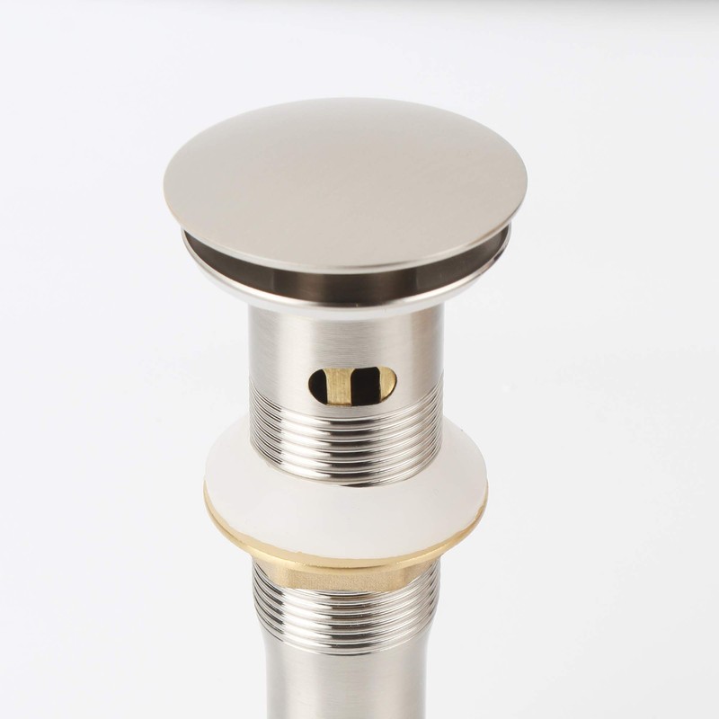 Brushed Nickel Pop Up Sink Drain with Overflow, Bathroom Faucet