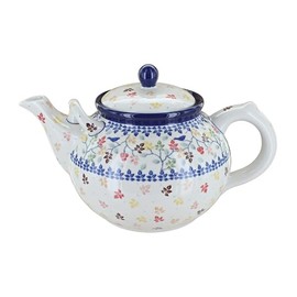 Blue Rose Polish Pottery - Brown Autumn Grove Large Teapot - 7 Cup Capacity - Hand-Painted Polish Pottery Ceramic Coffee & Tea Server