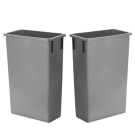 Plexon 23-Gallon Trash Can– Tall, Narrow Rectangular Garbage Bin for Kitchen, Garage, Office, or Restaurant, Gray, 2-Pack