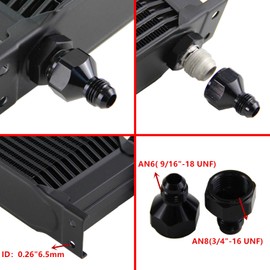 PKSABB 30 Row Oil Cooler Mounting Bracket Kit 8AN Stacked Plate Engine Oil Cooler Aluminium Transmission Oil Cooler Black British Radiator with 2Pcs Fittings AN8(3/4"-16 UNF) to AN6(9/16"-18 UNF)