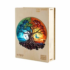 Wooden Puzzle Adults, KAAYEE Puzzle Wood, Wooden Puzzle Irregular Unique Shape Puzzle Pieces, Wooden Puzzle Animal Shape, Wooden Puzzle with Wooden Gift Box