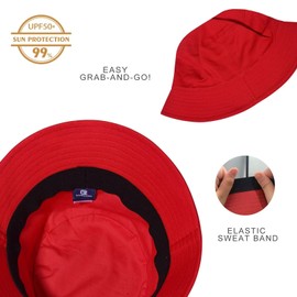 GADIEMKENSD 100% Cotton Bucket Hat UPF 50 Sun Protection Lightweight Packable - Unisex, red