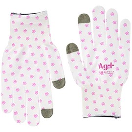 Kokos Nobuoka Ag+ Gloves, Anti-slip Gloves, For Women and Children, Touch Panel Compatible, Antiviral Antibacterial Gloves, Over 90% Virus Inactivation, Antibacterial 99.9% or More, pink paws