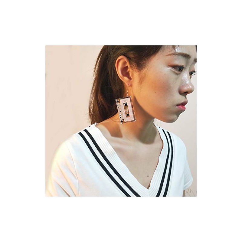 Personality Cassette Tape Dangle Earrings Acrylic Punk Funny Earrings for
