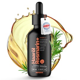 IMPERIO Rosemary + Hair Oil Against Hair Loss - 60 ml - Premium Rosemary Oil Hair & Other High-Quality Oils to Stimulate Hair Growth for Scalp & Beard - 100% Natural Hair Care - No Additives