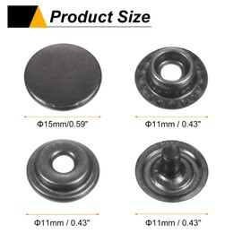 HARFINGTON 60 Sets Press-Stud Cap Buttons 15mm Metal Snap Fastener Alloy Sew-on Snap Buttons for Bags Leather Marine Boats Canvas, Gun