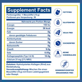 Zammex Premium Flavoured Collagen Peptide Powder, Hydrolyzed Proteins Type I and III, Supports Hair, Skin, Nails, Grass Fed, GMO Free, Paleo and Keto Friendly, 300G