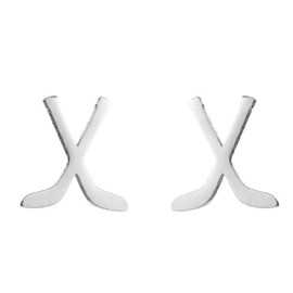 Minimalist Ice Hockey Stick Stud Earrings for Women Girls Men Stainless Steel Cartilage Small Studs Earring Fashion Sports Jewelry Gifts (Silvery)