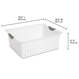Sterilite 16268006 Large Ultra Basket, White Basket w/ Titanium Inserts, 6-Pack
