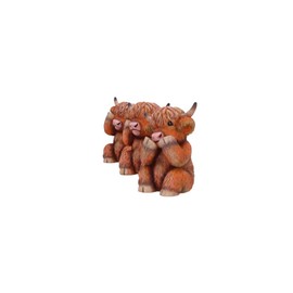 Nemesis Now Three Wise Highland Cows, Brown, 9.6cm