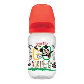 Evenflo Biberón Disney & Friends Anticólicos, Silicón, Cuello Ancho, Flujo Lento, 270ml, Mickey Mouse & Minnie Mouse