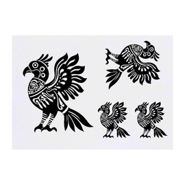 4 x 'Aztec Bird ' Temporary Tattoos - Water Resistant, Skin-Safe, Non-Toxic Transfers, Mixed Sizes (TO00077276)