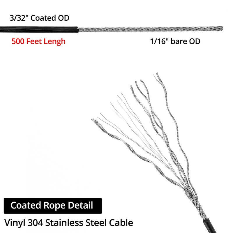 QWORK Globe String Light Suspension Kit - 500FT Black Coated