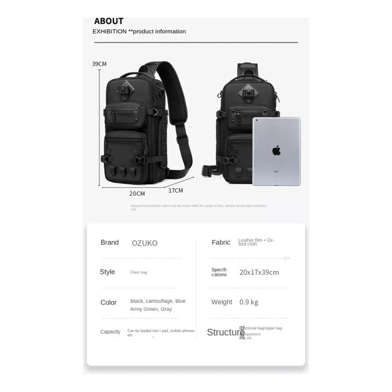 Generic W Bolso Bandolera Táctico Para Hombre Al Aire Libre