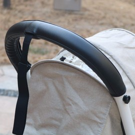Funda de piel compatible con Babyzen yoyo 2, accesorios para carriola, funda protectora de PU para YOYO+ reposabrazos (correa de muñeca) (negro)