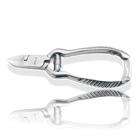 Nail clippers with buffer spring, ribbed handles with curved cutting head cutter for precise cutting, ideal for strong nails, length 14 cm, cutting surface approx. 1.5 cm
