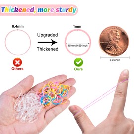 Zingso Small Hair Bobbles Thin Hair Bobbles Pack of 2000 Mini Hair Bobbles Girls Transparent Hair Bobbles Small Thin Mane Rubbers Horse Hair Braiding Elastic Band for Children Girls Women Hair Styling