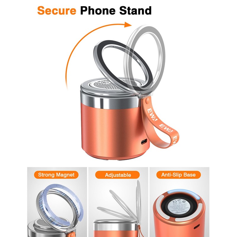 EWA Wireless Bluetooth Speaker with Secure Magnetic Phone Stand, HD