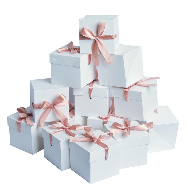 12 Pack Small Gift Boxes with Lids, Square Boxes with