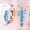 Small Hoop Earrings Opal Silver Huggie Earring Blue Opal Earrings
