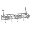 Medium Gauge Wall-Mount Bookshelf Pot Rack with 8 Hooks