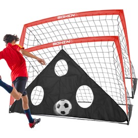 BOHEN Portable Soccer Goals Set of 2-6x4FT Net with Carrying Bag & Target Gate for Easy Storage, Fun for Indoor Outdoor Backyard(6x4FT, 2 Pieces, Orange)