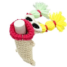 macaroni edge Mascot Lip Case Monster Key Chain Lip Cover Storage Korean Miscellaneous Goods Handmade, Twin tail/sunglasses off white